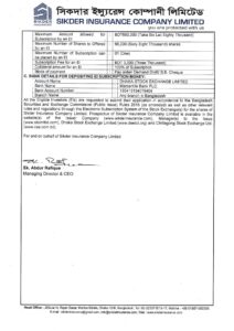 NOTICE FOR ELIGIBLE INVESTORS (Els) TO SUBMIT THEIR APPLICATION(S)THROUGH THE ELECTRONIC SUBSCRIPTION SYSTEM OF THE STOCKEXCHANGES FORTHE SHARES OF SIKDER INSURANCE COMPANY LIMITED.
