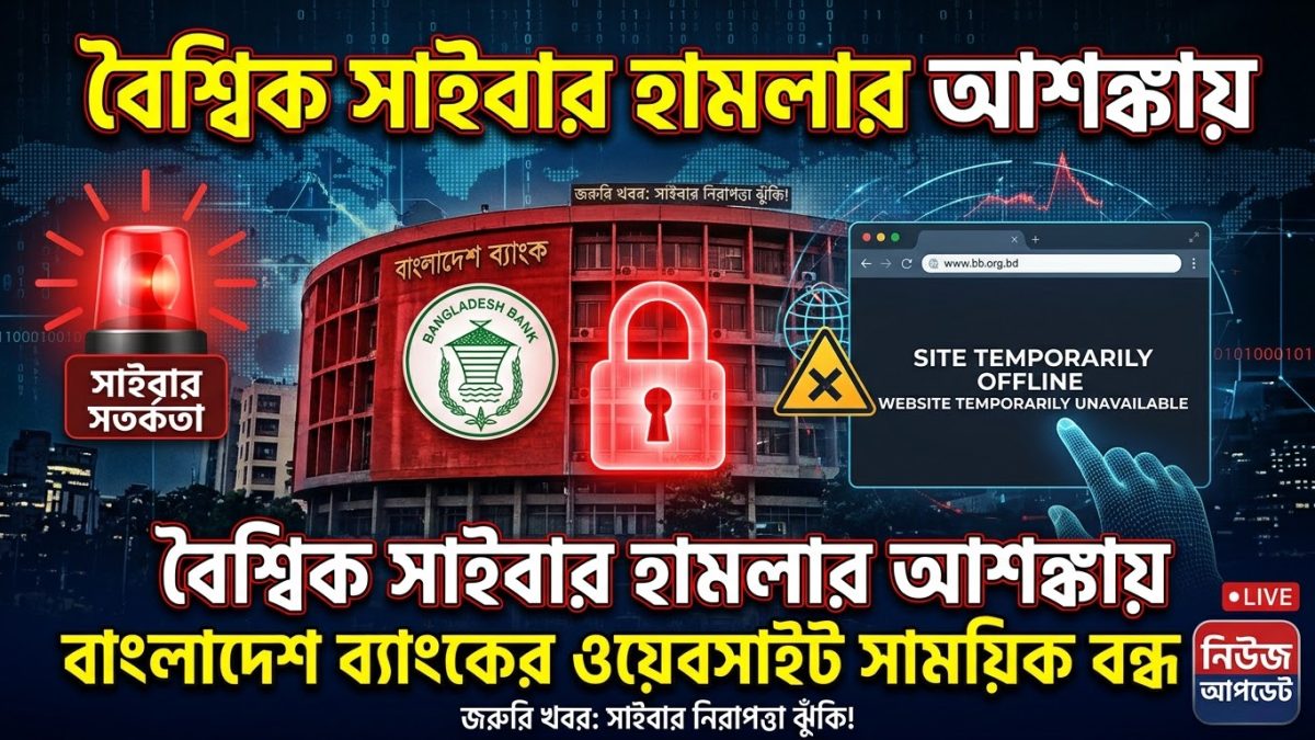 বৈশ্বিক সাইবার হামলার আশঙ্কায় বাংলাদেশ ব্যাংকের ওয়েবসাইট সাময়িক বন্ধ