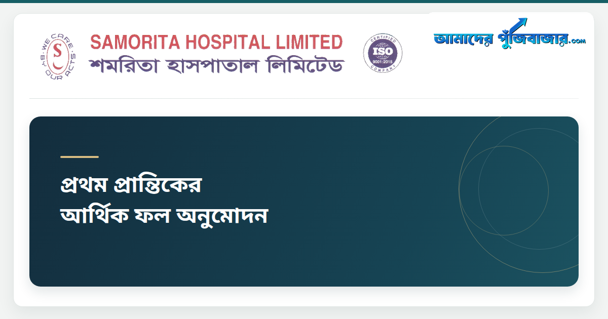 শমরিতা হাসপাতালের প্রথম প্রান্তিকে মুনাফা বেড়েছে প্রায় ২১%, ইপিএস ০.৮৩ টাকা